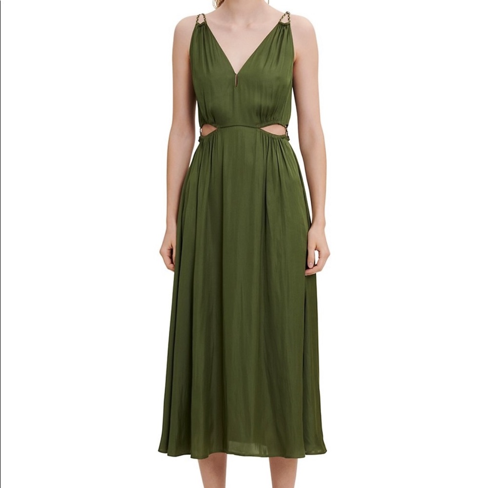 Maje Rune Embellished Cutout Satin Dress